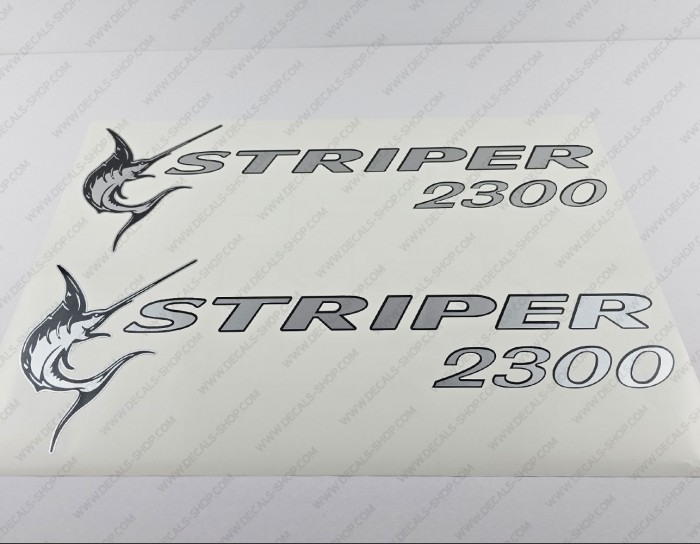 Seaswirl Striper 2300 Boat Logo Silver Decal Set of 2 x 22"